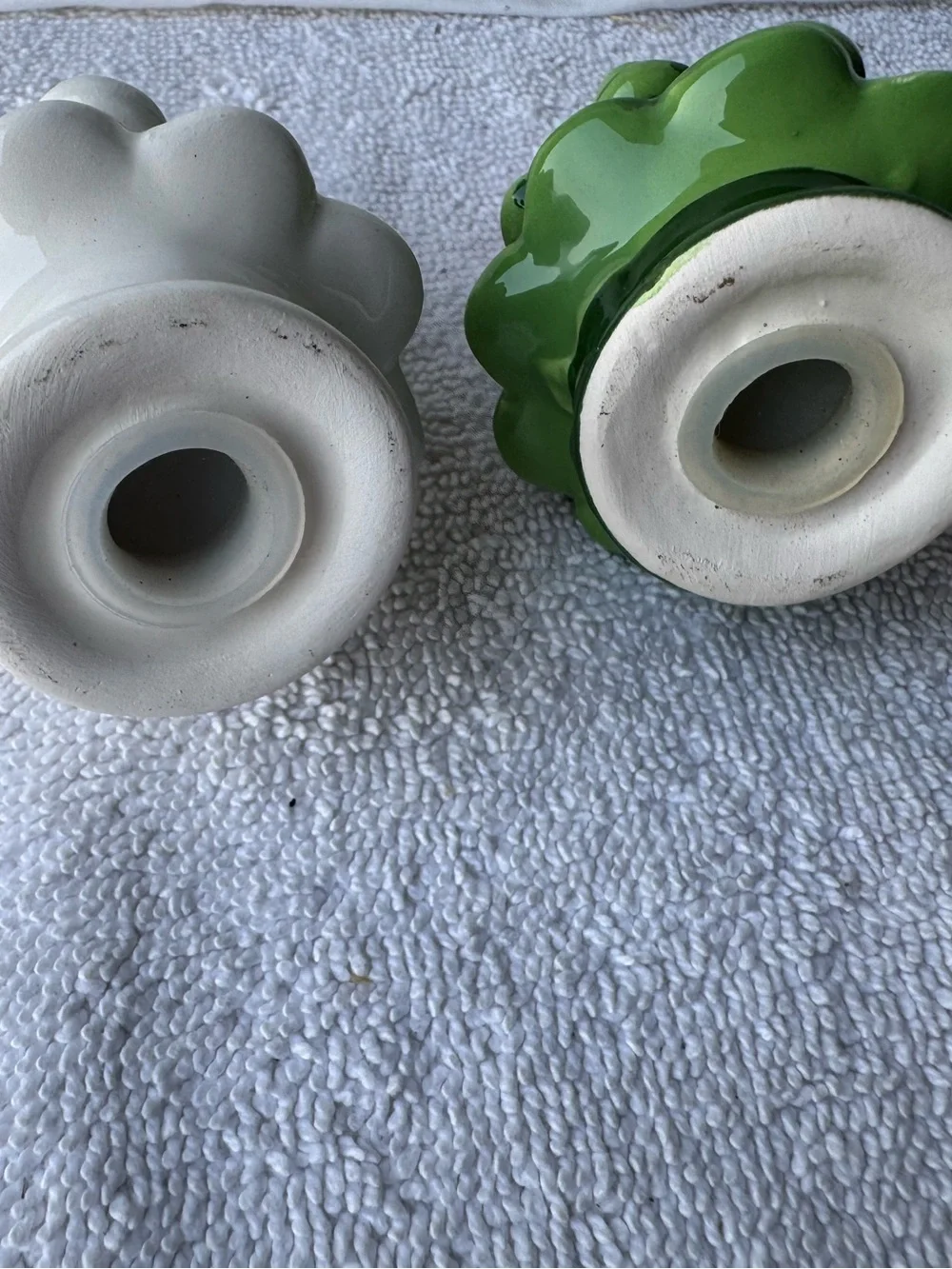 Ceramic Holiday Tree Figurine - White and Green - salt and pepper shakers
